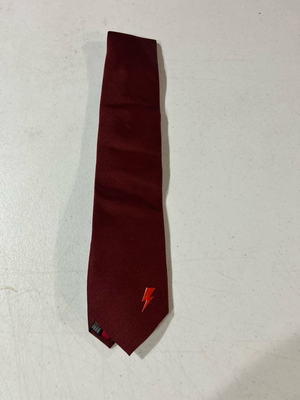 Men's Maroon Tie with Red Lightning Accent